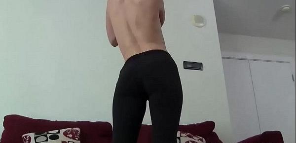  These hot white yoga pants are so tight JOI